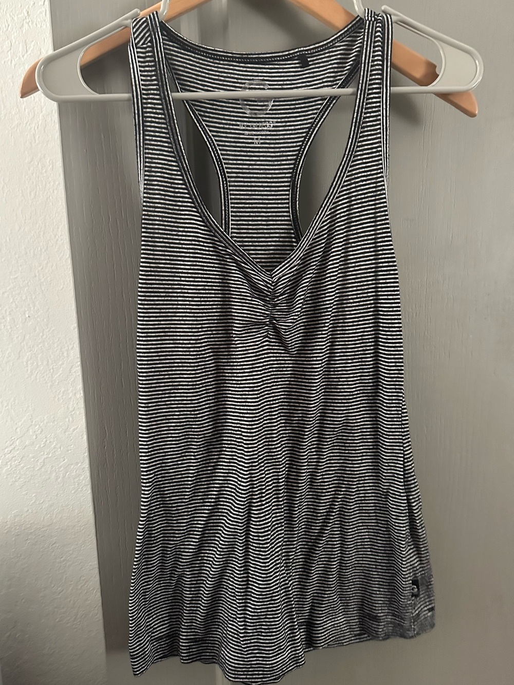 G by Guess Striped Black & White Racerback Tank Top